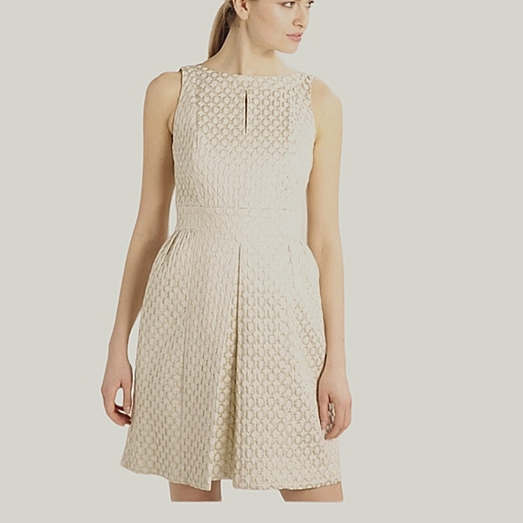 Ralph Lauren Ivory Dress LAUREN RALPH LAUREN Ivory Cotton Sleeveless Knee  Length Fit